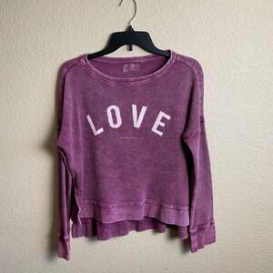 Betsy‎ Johnson Womens Medium Waffle Textured Thermal Graphic Long Sleeve Top